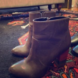 Anthropologie color block heeled boots